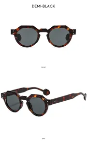 Trendy geometric tortoise shell sunglasses with grey lenses for men and women stylish outdoor wear.