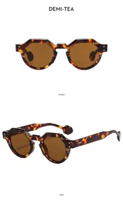 Japanese retro polygon tortoise shell sunglasses for men and women fashionable eyewear