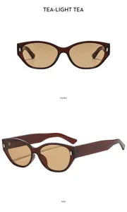 Lunettes de soleil cat eye rétro pour femmes cadre marron élégant verres thé chic 1pc
