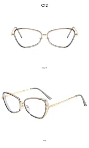 Gafas de sol de ojo de gato de metal para mujer elegantes accesorios retro montura chulas