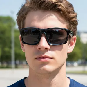 Men women outdoor sports sunglasses UV protection windproof stylish black frame fashion eyewear.