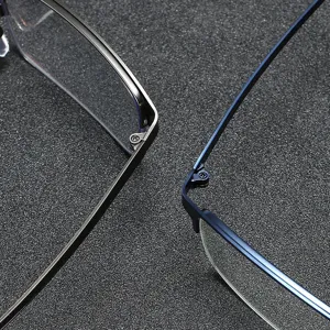 Men Business Semi-Rimless Metal Eyeglasses Frame Anti-Blue Light Plain Glasses Photochromic Optical Frame For Men