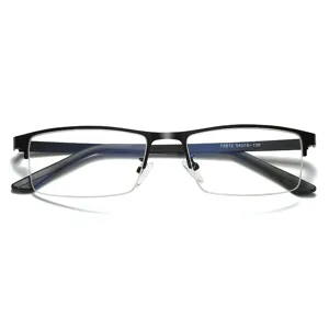Mens anti blue light glasses half frame business metal clear optical eyewear frame