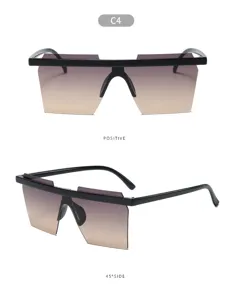 Occhiali da sole interi con taglio alla moda, lenti sfumate chic, occhiali da donna di tendenza.