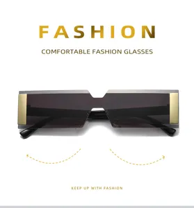 Lunettes de soleil carrées sans monture pour femmes hommes style urbain tendance chic mode.