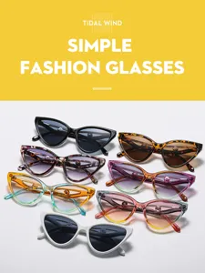 Modische Damen Sonnenbrille im Cat-Eye-Stil mit bunten Gläsern, ideal für den sommerlichen Sonnenschutz.