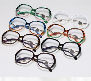 Stylish large frame anti-blue light glasses with various fashion colors for daily wear.