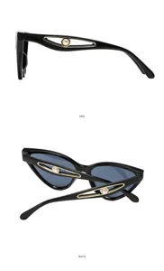 Stilvolle Damen Katzenauge Sonnenbrille mit hohlen goldenen Bügeln und Perlen für den Sommer.