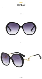 Women large frame pearl sunglasses fashion gradient sun glasses UV protection eyewear style