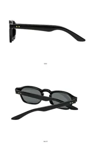 Gafas de sol negras minimalistas con vistas laterales y traseras para el estilo diario.