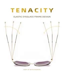 Gafas de sol elegantes y modernas con montura dorada flexible y lentes degradadas.