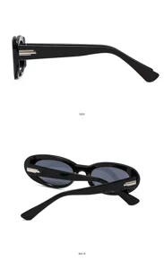 Women's vintage oval sunglasses black frame chic retro dark lenses stylish eyewear daily fashion