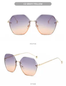 Gafas de sol sin montura degradado mujer elegantes proteccion UV con patillas de metal finas.