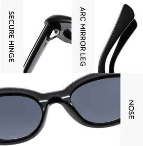 Close-up details showing secure hinge, arc mirror leg and comfortable nose bridge design.