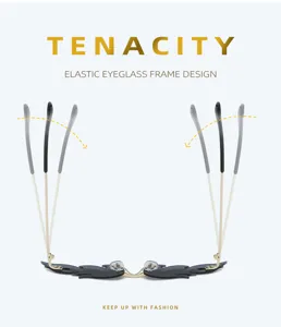 Elastic frame design rimless flame sunglasses for women, trendy fashion eyewear detail view.
