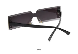 Vue détaillée de lunettes de soleil tendance sans monture, montrant la charnière.
