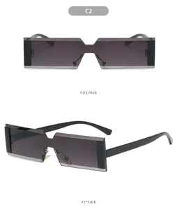 Lunettes de soleil rectangulaires à sommet plat tendance pour hommes femmes, lunettes UV400