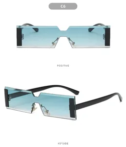 Lunettes de soleil sans monture dégradé carré pour un look de rue tendance et audacieux.