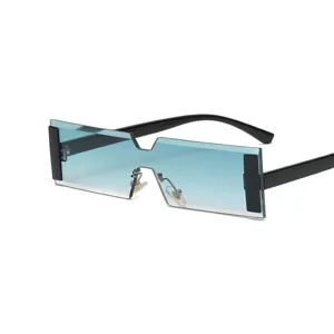 Lunettes de Soleil Sans Monture Intégrées Pour Femmes Hommes Mode Petite Monture Carrée Street Style UV400 Lunettes de Soleil