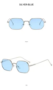 Nuovi occhiali da sole moda poligono in metallo per guida all'aperto, stile tendenza.