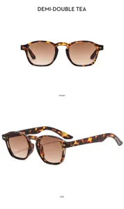 Vista detallada de elegantes gafas de sol vintage carey con lentes degradadas y remaches.