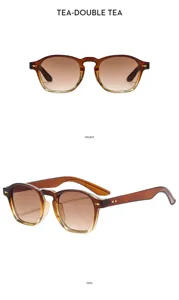 Gafas de sol vintage con lentes degradadas marrones para hombres y mujeres elegantes.