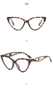 Modische Damen Katzenauge Brille Gestell mit Perlen Bügeln und schickem Schildpattmuster.