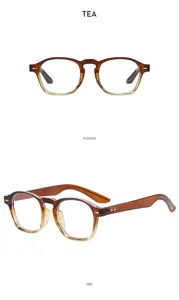 Montura de gafas retro degradada color te con puente de cerradura y remaches elegantes.