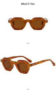 Retro hexagonale Sonnenbrille mit braunen Gläsern, eleganter Sonnenschutz für den Alltag.