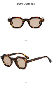 Polygon Schildpatt Sonnenbrille Detailansicht vorne und seite mit hellen Teegläsern.