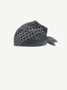Grey polka dot striped detail fashion headscarf scarf chic accessory closeup view item