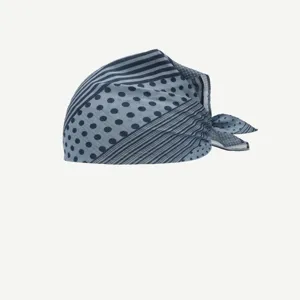 Blue grey printed square scarf women stylish polka dot stripe plaid headwear accessory