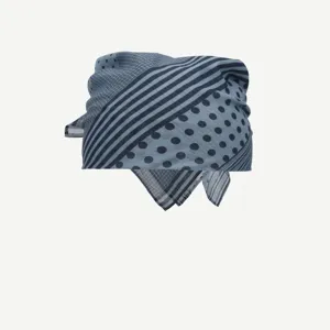 Blue grey mixed pattern square scarf versatile cotton bandana stylish head wrap accessory