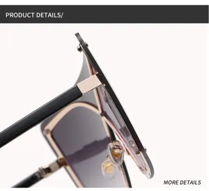 Primer plano de los detalles de gafas de sol sin montura europeas y muy modernas.