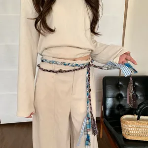 Retro Ethnic Style Woven Rope Belt For Women Fashion Tassel Waist Chain Dress Jeans Decorative Accessory Bohemian Waistband