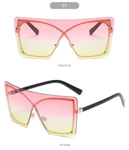 Gafas de sol de escudo degradado sin montura de moda para estilo urbano y diario al aire.