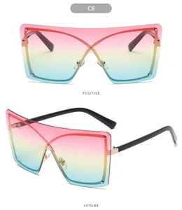 Nuevas gafas de sol sin montura degradado moda europea y americana estilo callejero.