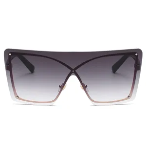 Gafas de sol oversize sin montura de moda con degradado para mujer estilo nuevo tend