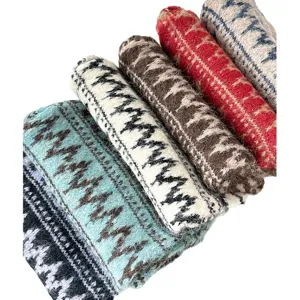 Fair isle jacquard knit winter scarf for women, cozy thick warm winter neck warmer.