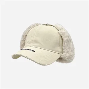 Cappello da baseball con paraorecchie peluche design coreano autunno inverno berretto cal