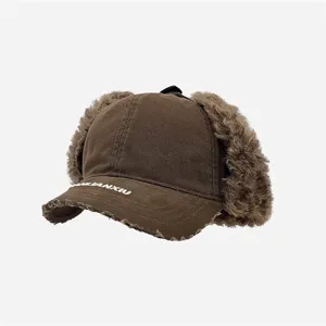 Cappello da Trapper Caldo Invernale Antivento Orecchie Soffici Cappellino da Baseball in Tela alla Moda per Clima Freddo