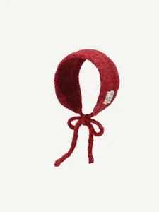 Bandeau chauffe-oreilles tricoté rouge hiver chaud coupe-vent mignon bonnet avec liens femmes