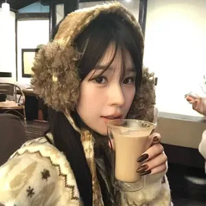 Korean Retro Plaid Woolen Earmuffs For Women Fluffy Plush Warm Ear Cover Cute Strap Winter Outdoor Ear Warmer
