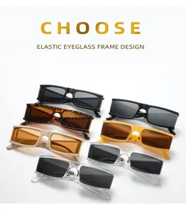 Stylish retro square sunglasses with elastic frame design, offering multiple vibrant color options.