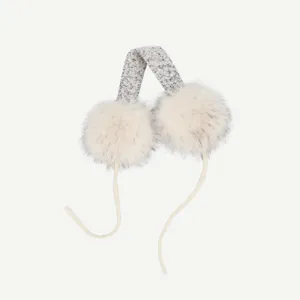 Cute winter plush earmuffs for women, soft fluffy warm ear covers with foldable design.