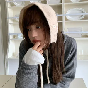 Koreaans minimalistische effen gebreide warme oorbescherming hoed herfst winter accessoire foto