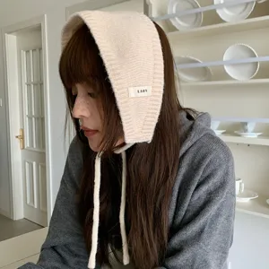 Koreaanse stijl gebreide oorbeschermers effen herfst winter warme schattige haarband met lintjes.