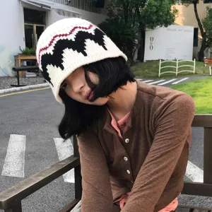 Chapeau bob en tricot Fair Isle pour femme hiver chaud jacquard en laine stylé chic