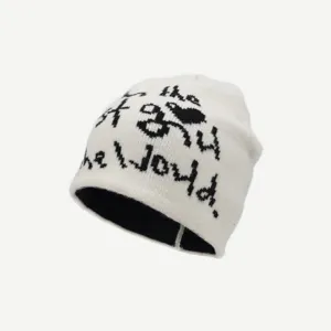 Winter warm knit beanie hat for men and women, casual streetwear jacquard stylish headwear.