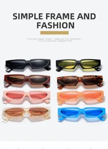 Gafas de sol estrechas de moda para hombres y mujeres, estilo color caramelo elegante.